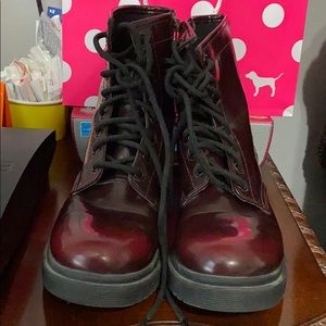 Maroon rubber boots